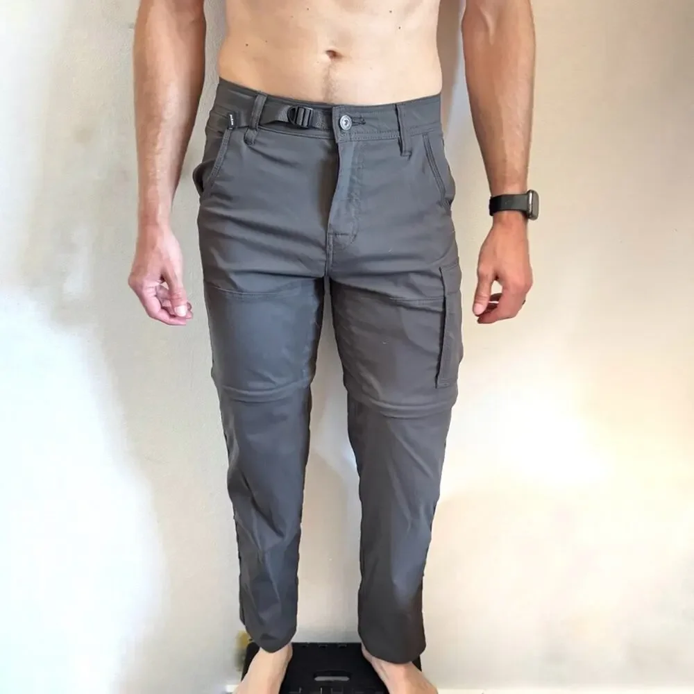 MENS PRANA Dark Grey Convertible Outdoor Straight Leg Pants Zip Shorts 28 30